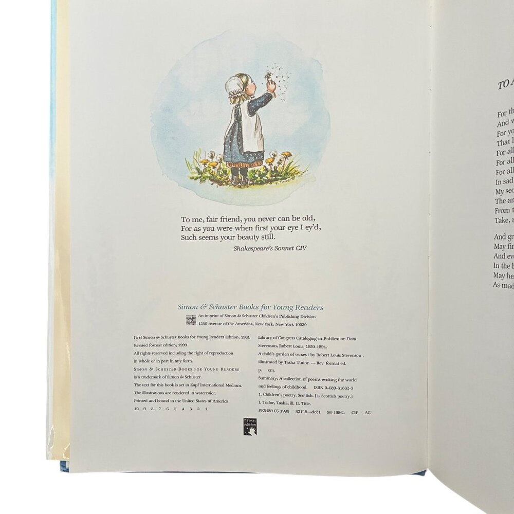 A Childs Garden of Verses Book Robert Louis Stevenson - Tasha Tudor 1999 VTG New - Picture 4 of 16